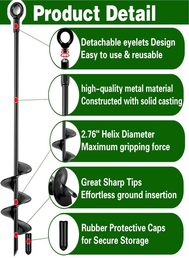 Fabulas Ground Anchors Heavy Duty, Swing Set Anchor Kit 18 Inch 8 Pack Screw in Earth Anchors Trampoline Stakes High Wind Metal Auger Anchor for Shed Tent Carports Securing Animals Camping Mobile Home - Image 2